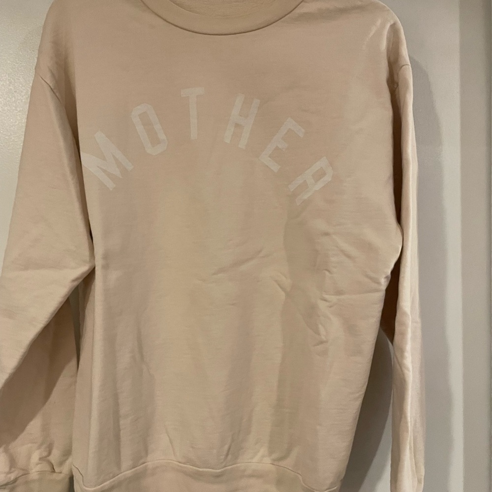 MOTHER Arch Logo Sweatshirt in Pale Beige